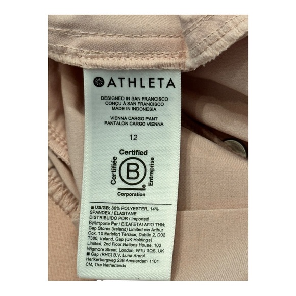 Athleta Vienna Cargo Pant Light Pink 988133 Straight Leg Stretch Travel Size 12 - Picture 10 of 12